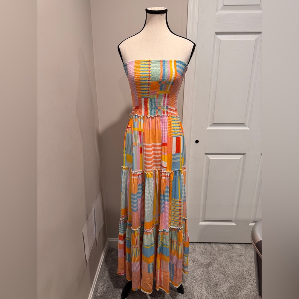 Anthropologie, Abel The Label- Colorful Strapless Maxi Dress- Size Small